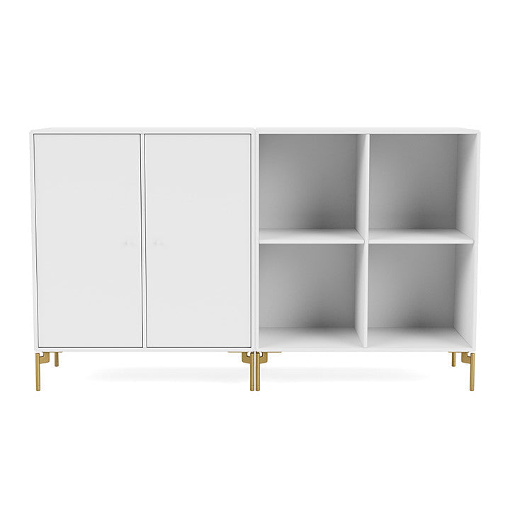 Montana Paar klassisches Sideboard mit Beinen, Schneewittchen/Messing