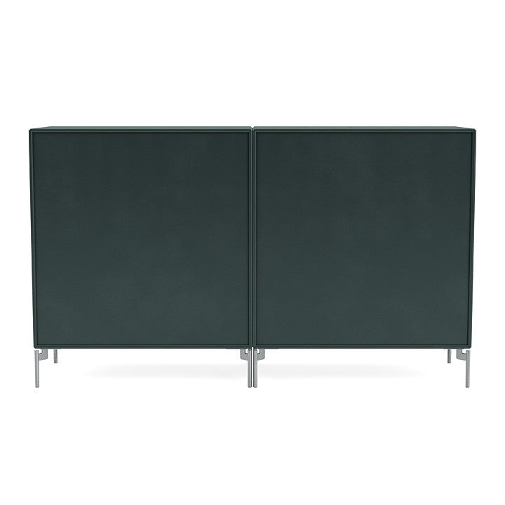 Montana Paar klassisches Sideboard mit Beinen, schwarzer Jade/Matt Chrome