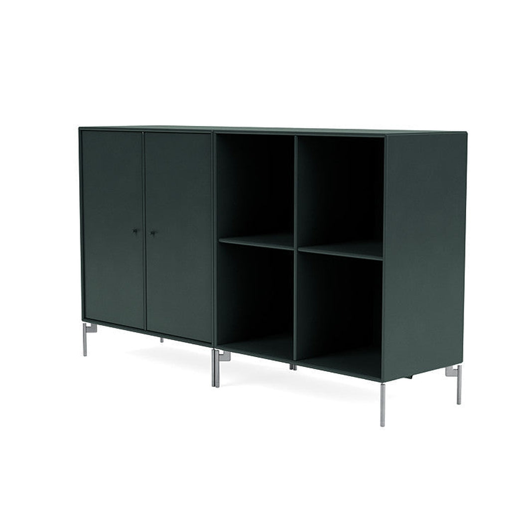 Montana Pair Classic dressoir met benen, Black Jade/Matt Chrome