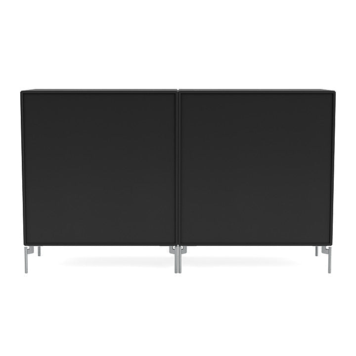 Montana Paar klassisches Sideboard mit Beinen, Schwarz/Matt Chrom