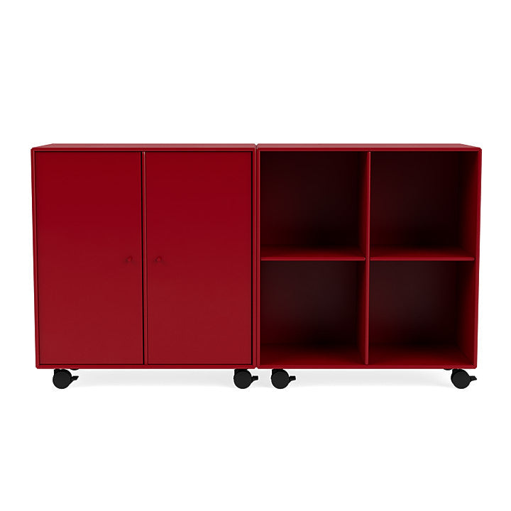 Montana Pair Classic Sideboard met Castors, Rood Rood