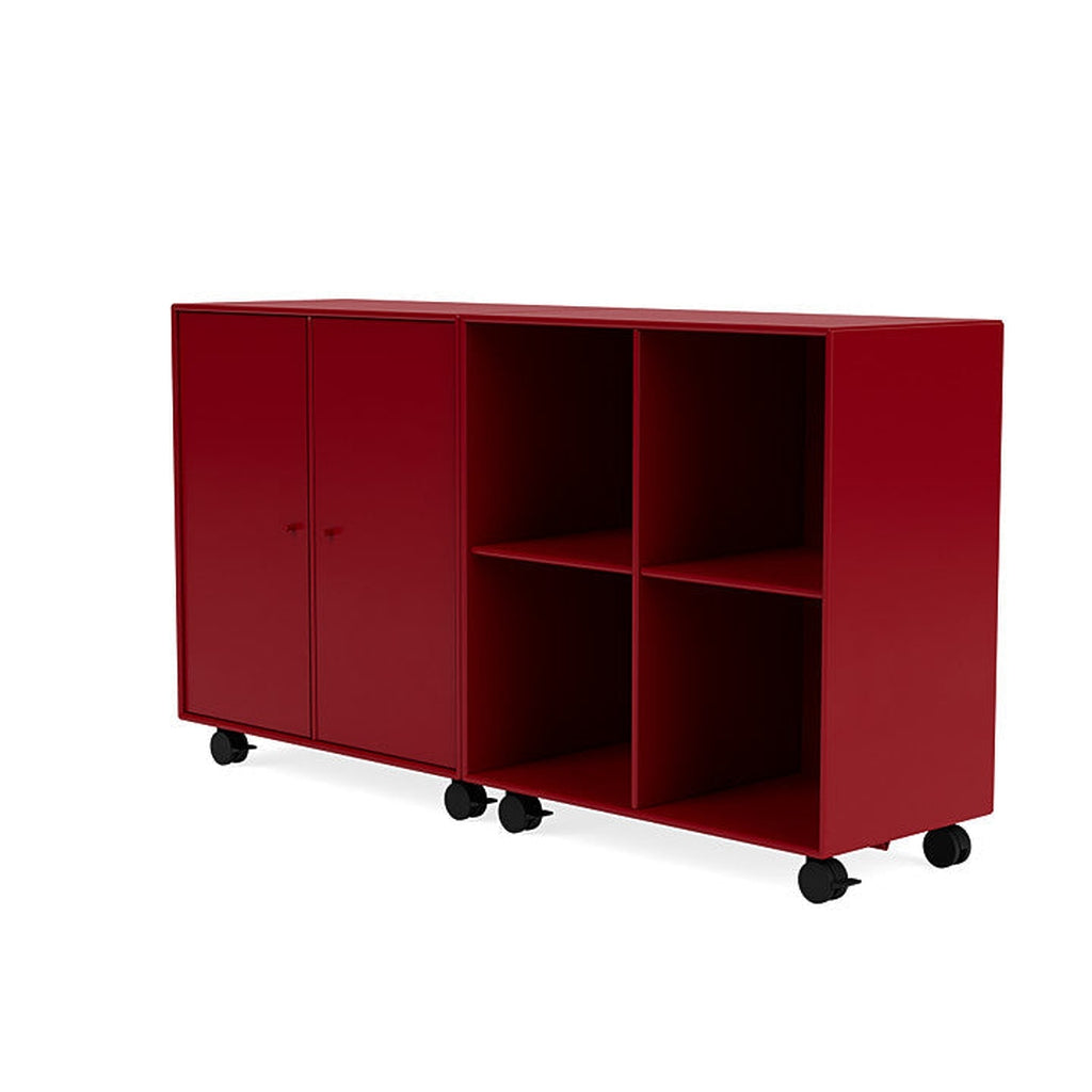 Montana Pair Classic Sideboard met Castors, Rood Rood