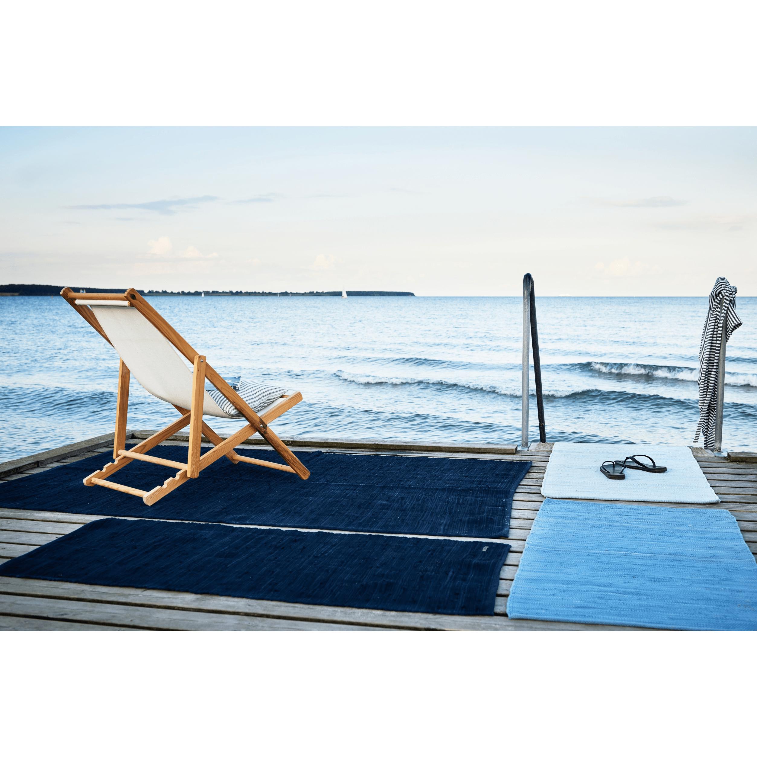 Rug Solid Katoenen tapijt diep oceaanblauw, 140 x 200 cm