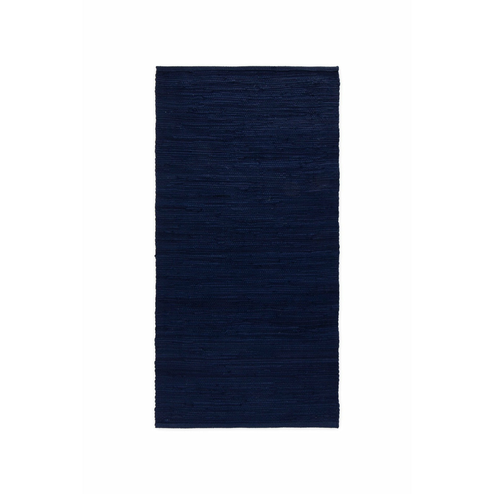 Rug Solid Cotton Rug Deep Ocean Blue, 75 X 300 Cm