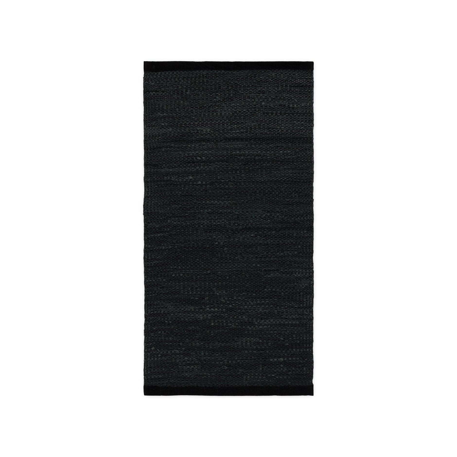 Rug Solid Lederen vloerkleed zwart, 65 x 135 cm