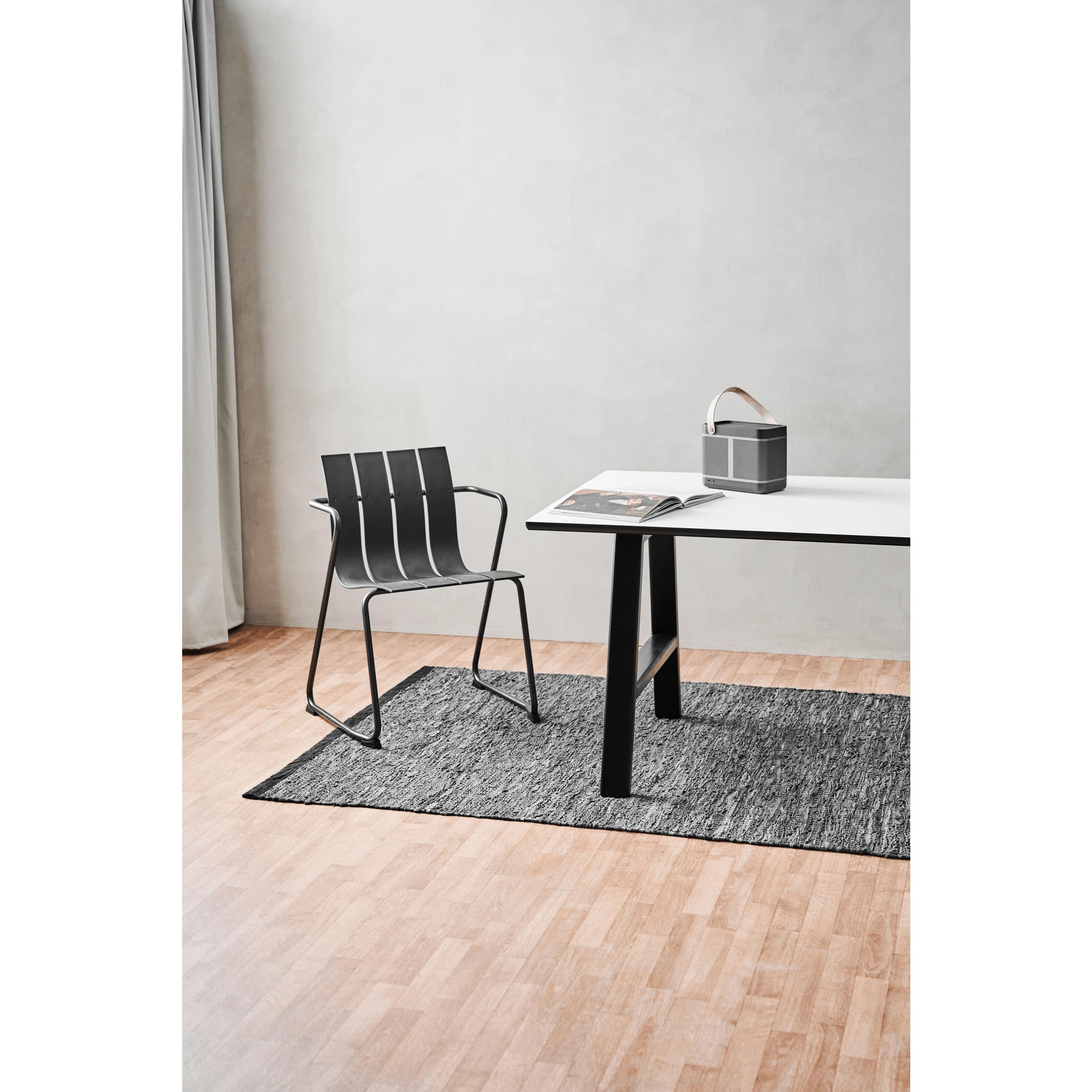 Rug Solid Leer vloerkleed donkergrijs, 75 x 200 cm