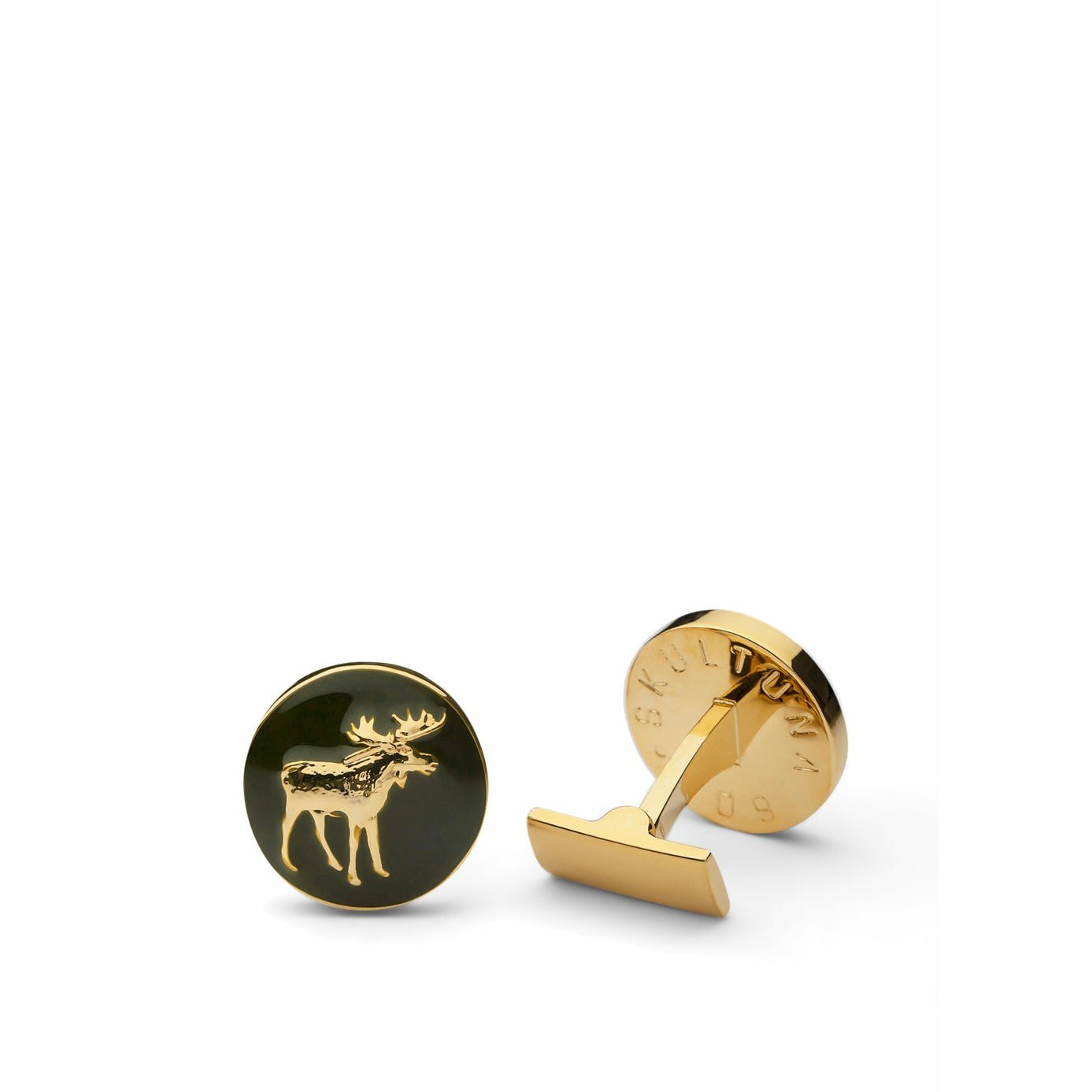 Skultuna De Hunter Cufflink The Elk Gold Ploated Brass, Ø1,7 cm
