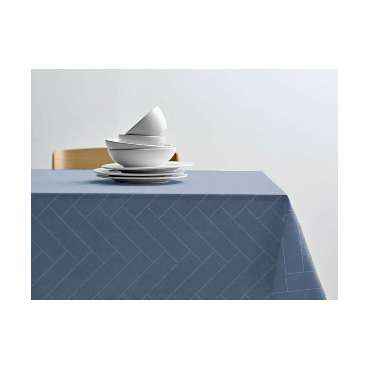 Södahl Tegels Damast Table Cloth 270x140 cm, Sky Blue
