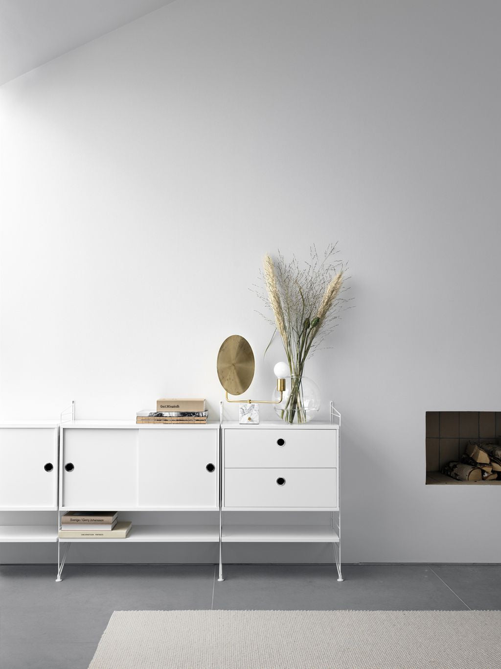 String Furniture String System Cabinet Element With Sliding Doors 30x78x42 Cm, White