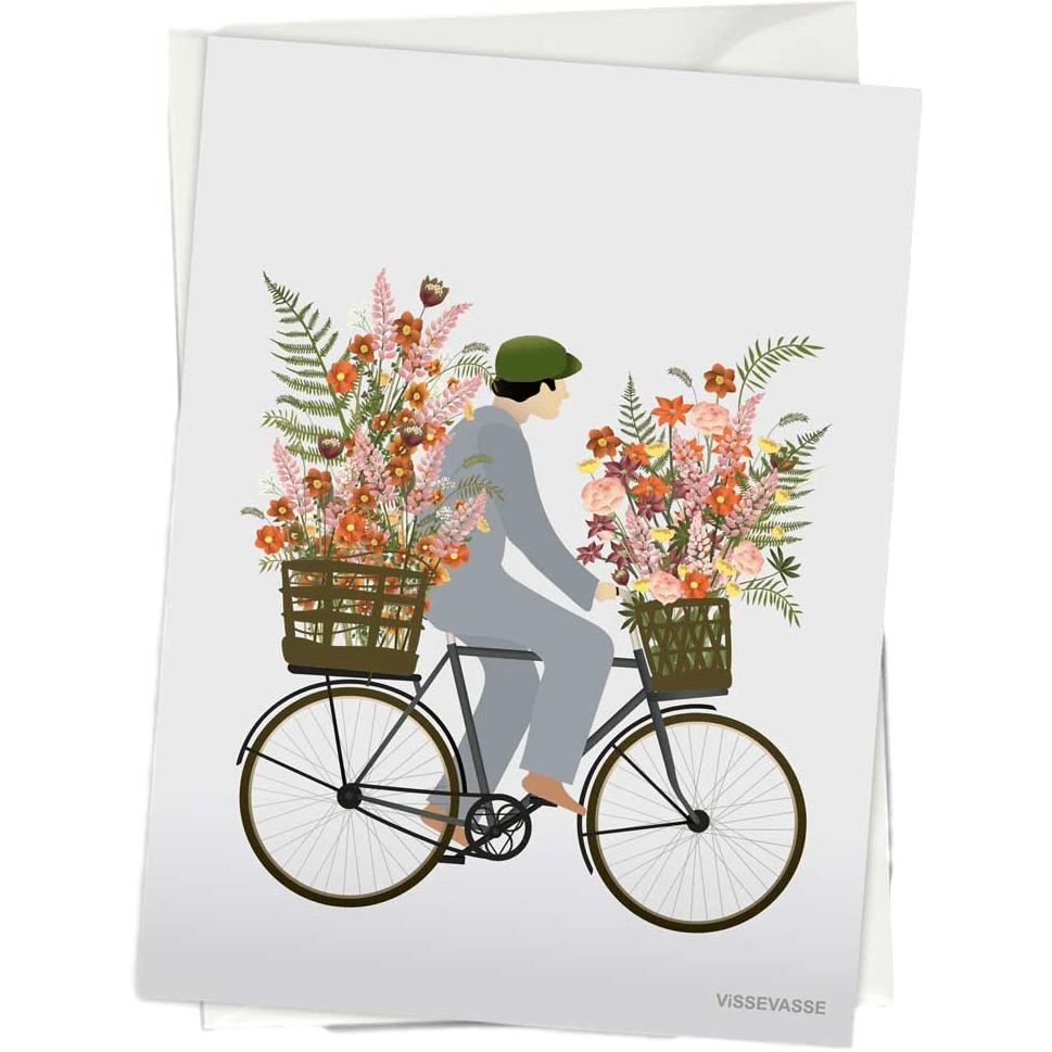Vissevasse Fahrrad mit Blumen Grußkarte, 10,5x15