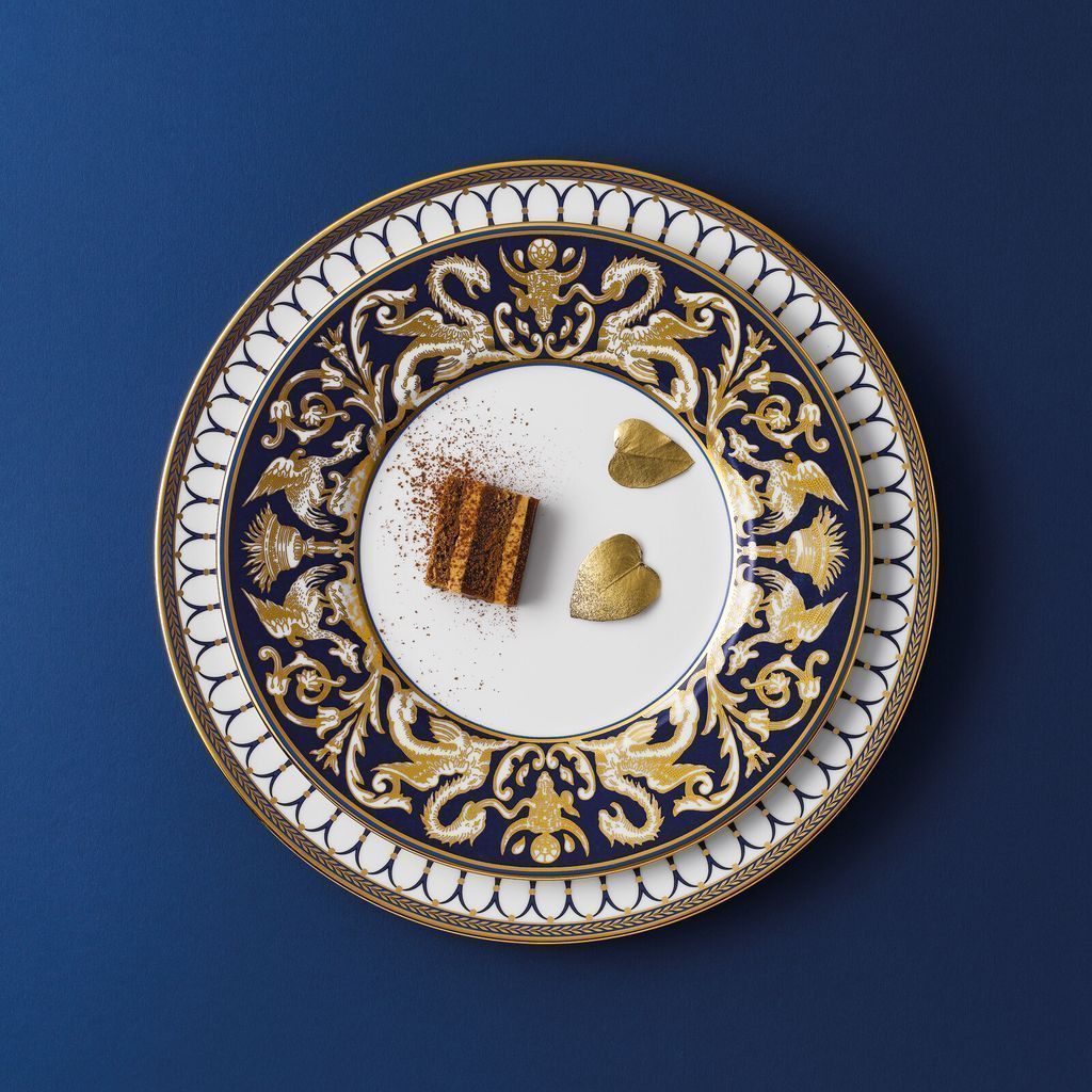 Wedgwood Renaissance Gold Florentiner Akzentteller 23 cm, Weiß/Blau